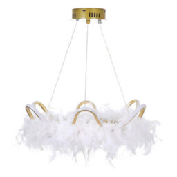 Living And Home Modern Gold Chic Feather Chandelier Curly Led Ceiling Pendant Light Fixture In White Light - thumbnail 4