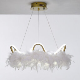 Living And Home Modern Gold Chic Feather Chandelier Curly Led Ceiling Pendant Light Fixture In White Light - thumbnail 3