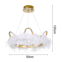 Living And Home Modern Gold Chic Feather Chandelier Curly Led Ceiling Pendant Light Fixture In White Light - thumbnail 5
