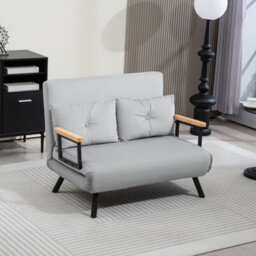 Homcom Click Clack 2 Seater Sofa Bed For Living Room, Guest Room, Light Grey - thumbnail 8