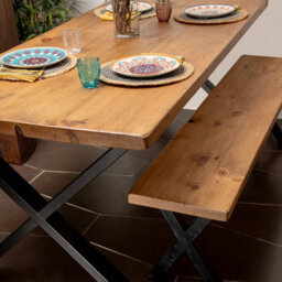 Ashford Blake Rustic Redwood Dining Table With Slim X Legs - thumbnail 1