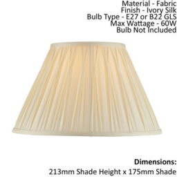 Tapered Cylinder Lamp Shade - Ivory Silk - 60W E27 Or B22 - Living Room - E10069 - thumbnail 2