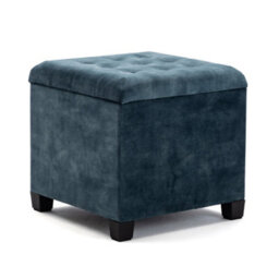 Hnnhome 45Cm Cube Teal Cloud Velvet Padded Seat Ottoman Storage Stool Box, Footstool Pouffes Chair With Lids - thumbnail 1