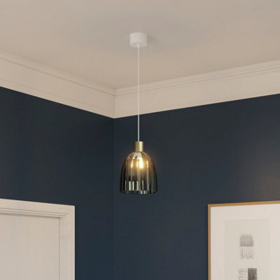 GoodHome Battle Green Brass Effect Round Lamp Shade (D)22Cm - image 1