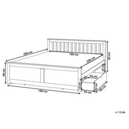 Beliani Bed With 4 Drawers Pine Wood Olendon 180 X 200 Cm (Eu Super King) Light Brown - thumbnail 3