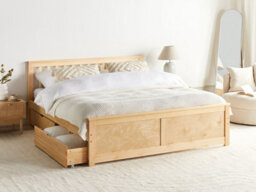 Beliani Bed With 4 Drawers Pine Wood Olendon 180 X 200 Cm (Eu Super King) Light Brown - thumbnail 2