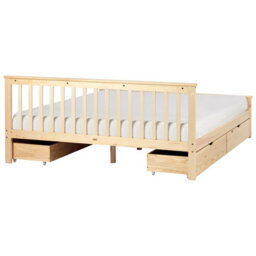 Beliani Bed With 4 Drawers Pine Wood Olendon 180 X 200 Cm (Eu Super King) Light Brown - thumbnail 8