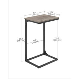 LEDREM C-Shaped Side Table, Bedside Table, Sofa Side Table, With Metal Frame, Industrial, For Living Room, Bedroom - thumbnail 3