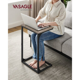 LEDREM C-Shaped Side Table, Bedside Table, Sofa Side Table, With Metal Frame, Industrial, For Living Room, Bedroom - thumbnail 2