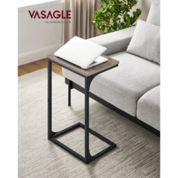 LEDREM C-Shaped Side Table, Bedside Table, Sofa Side Table, With Metal Frame, Industrial, For Living Room, Bedroom - thumbnail 4