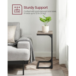 LEDREM C-Shaped Side Table, Bedside Table, Sofa Side Table, With Metal Frame, Industrial, For Living Room, Bedroom - thumbnail 8