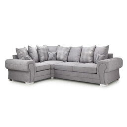 Furnishings For Less UK Milan 4 Seater L Shaped Corner Sofa Scatter Back Chesterfield Arms Grey Left Hand Facing - thumbnail 1