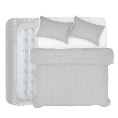 Aspire Homeware Silver Duvet Cover Complete Set, Reversible Modern Bedding Set, Super King (L)220Cm X (W)260Cm - image 1