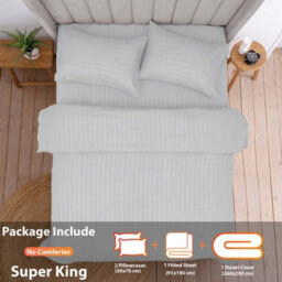 Aspire Homeware Silver Duvet Cover Complete Set, Reversible Modern Bedding Set, Super King (L)220Cm X (W)260Cm - thumbnail 2