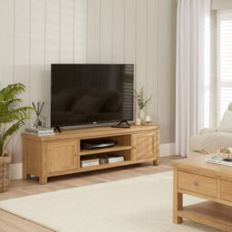 The Furniture Market Marbury Oak Extra Large Widescreen Tv Unit Stand Up To 80 Tv Size - thumbnail 3