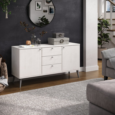 Core Products Augusta Curve Sideboard With 2 Doors, 3 Drawers, White H55.2Cm X W130.6Cm X D43.0Cm - image 1