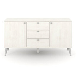 Core Products Augusta Curve Sideboard With 2 Doors, 3 Drawers, White H55.2Cm X W130.6Cm X D43.0Cm - thumbnail 3