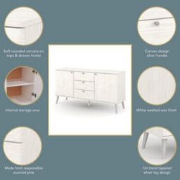Core Products Augusta Curve Sideboard With 2 Doors, 3 Drawers, White H55.2Cm X W130.6Cm X D43.0Cm - thumbnail 7