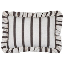 Wylder Connie Striped Ruffle Polyester Filled Cushion, Chocolate , 35Cm X 50Cm - thumbnail 2