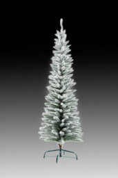 Shatchi Artificial Slim Christmas Pencil Tree Holiday Home Decorations With Pointed Tips And Metal Stand, Snow Flock,5Ft - thumbnail 6