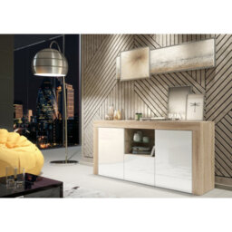 Sideboard Aurora 145Cm - Oak & White Gloss Doors - thumbnail 2