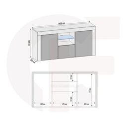 Sideboard Aurora 145Cm - Oak & White Gloss Doors - thumbnail 7