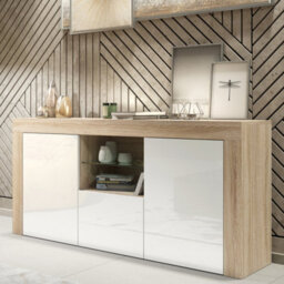Sideboard Aurora 145Cm - Oak & White Gloss Doors - thumbnail 1