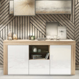 Sideboard Aurora 145Cm - Oak & White Gloss Doors - thumbnail 5