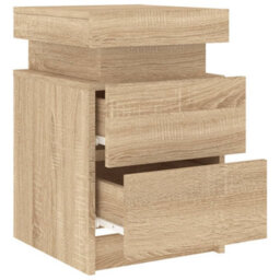 Berkfield Bedside Cabinets With Led Lights 2 Pcs Sonoma Oak 35X39X55 Cm - thumbnail 8