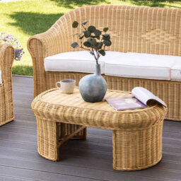 Wyld And Coco Natural Rattan Oval Garden Coffee Table 96 X 60 Cm - Outdoor Patio And Sunroom - thumbnail 2