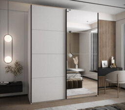 Arte Elegant Trosa Iii Sliding Door Wardrobe H2450mm W1900mm D640mm Mirrored Door, Ten Shelves, Hanging Rail, White Finish - thumbnail 2