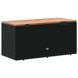 Garden Storage Box Black 110X50X54 Cm Poly Rattan Acacia Wood - thumbnail 6