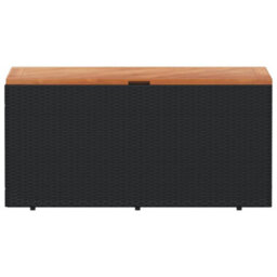 Garden Storage Box Black 110X50X54 Cm Poly Rattan Acacia Wood - thumbnail 4