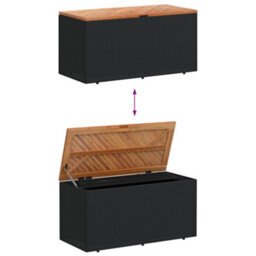 Garden Storage Box Black 110X50X54 Cm Poly Rattan Acacia Wood - thumbnail 7