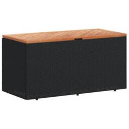 Garden Storage Box Black 110X50X54 Cm Poly Rattan Acacia Wood - thumbnail 2