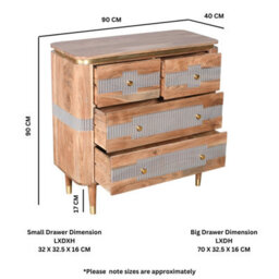 Alicia Acacia Wood 4 Drawers Bedroom Chest - thumbnail 4
