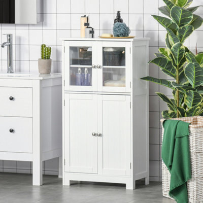 Kleankin Bathroom Floor Storage Cabinet Standing Unit Kitchen Cupboard W/ Doors - image 1