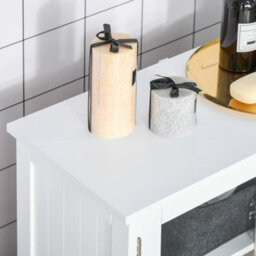 Kleankin Bathroom Floor Storage Cabinet Standing Unit Kitchen Cupboard W/ Doors - thumbnail 8
