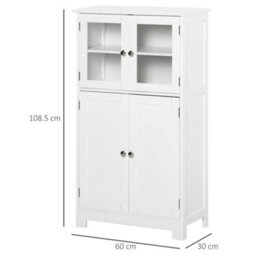 Kleankin Bathroom Floor Storage Cabinet Standing Unit Kitchen Cupboard W/ Doors - thumbnail 3