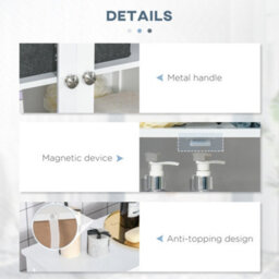 Kleankin Bathroom Floor Storage Cabinet Standing Unit Kitchen Cupboard W/ Doors - thumbnail 4
