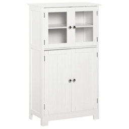 Kleankin Bathroom Floor Storage Cabinet Standing Unit Kitchen Cupboard W/ Doors - thumbnail 2