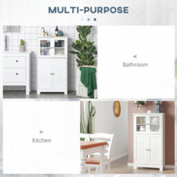Kleankin Bathroom Floor Storage Cabinet Standing Unit Kitchen Cupboard W/ Doors - thumbnail 6