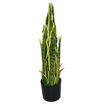 Leaf 55Cm Artificial Sansevieria Yellow Green Indoor Plant - image 1
