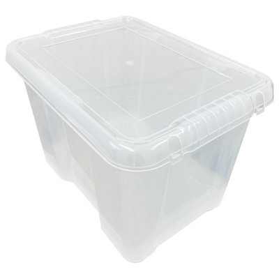 Storm Trading Group 2 X Heavy Duty Multipurpose 24 Litre Home Office Clear Plastic Storage Containers With Lids - image 1