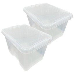 Storm Trading Group 2 X Heavy Duty Multipurpose 24 Litre Home Office Clear Plastic Storage Containers With Lids - thumbnail 3