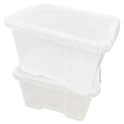 Storm Trading Group 2 X Heavy Duty Multipurpose 24 Litre Home Office Clear Plastic Storage Containers With Lids - thumbnail 2