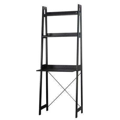 Urbn-Living Urbnliving Height 170Cm Verona Ladder Work Desk 2 Shelves Colour Black Wooden Bedroom Computer Table Office Storage - image 1
