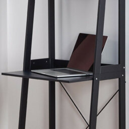 Urbn-Living Urbnliving Height 170Cm Verona Ladder Work Desk 2 Shelves Colour Black Wooden Bedroom Computer Table Office Storage - thumbnail 3