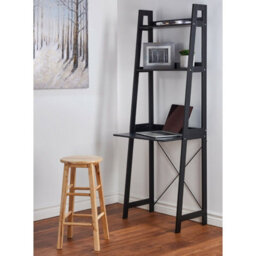 Urbn-Living Urbnliving Height 170Cm Verona Ladder Work Desk 2 Shelves Colour Black Wooden Bedroom Computer Table Office Storage - thumbnail 2