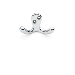 Loops Solid Brass Victorian Double Robe Coat Hook Wall Mounted Holder Polished Chrome - thumbnail 1